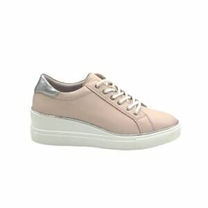 NEW BONAVI women's rose leather lace-up sneakers in pink